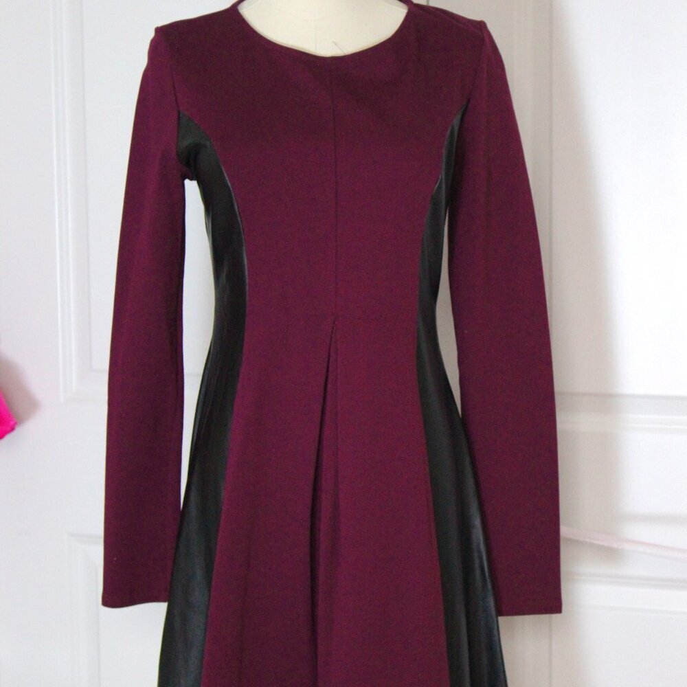 Mini Long Sleeve Dress with Faux Leather sides